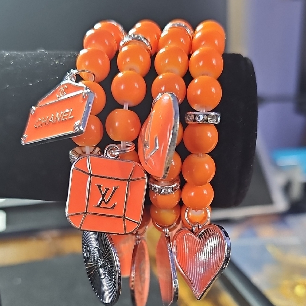 Orange Charm Bracelet Set